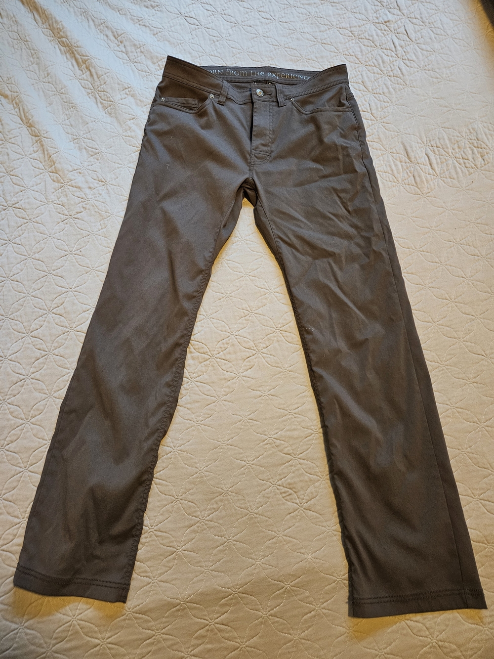 Prana Men's Grey Straight-Leg Brion Stretch Hiking Pants Size 32 Inseam Meas 31